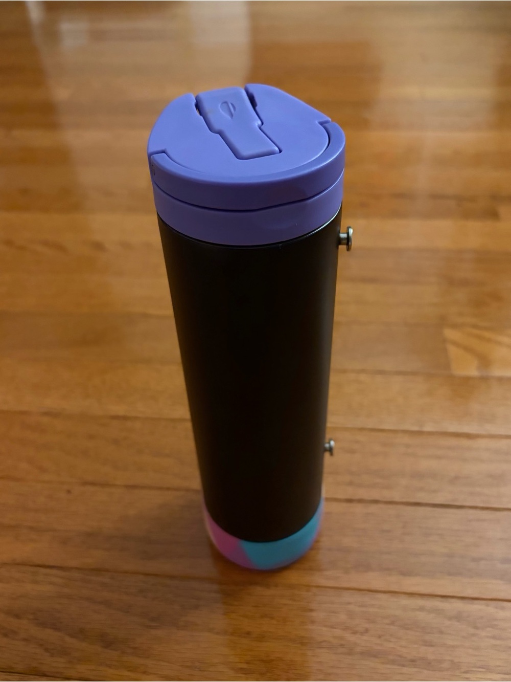 Portable Black water bottle  with Purple Accent